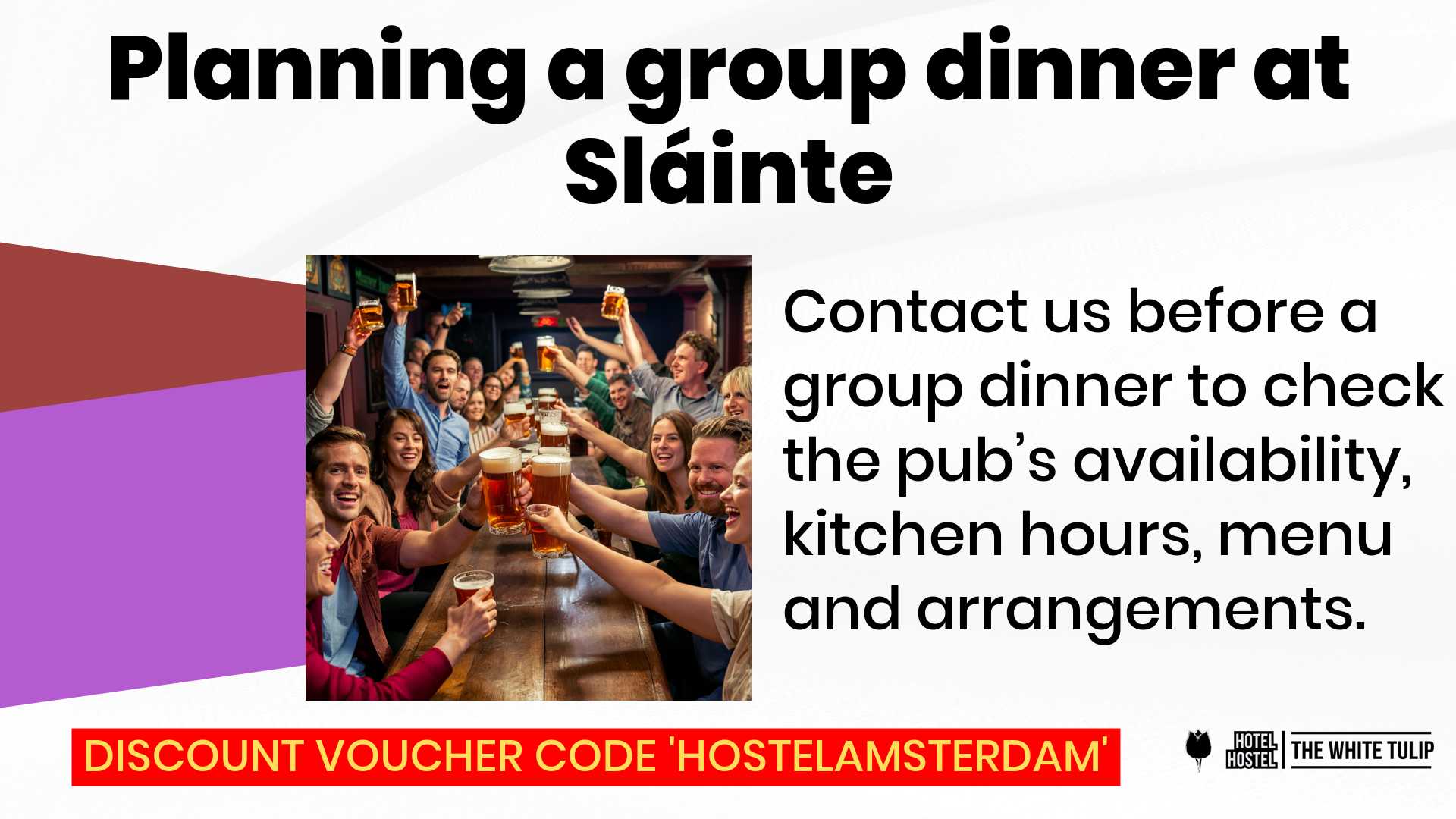 Planning a group dinner at Sláinte